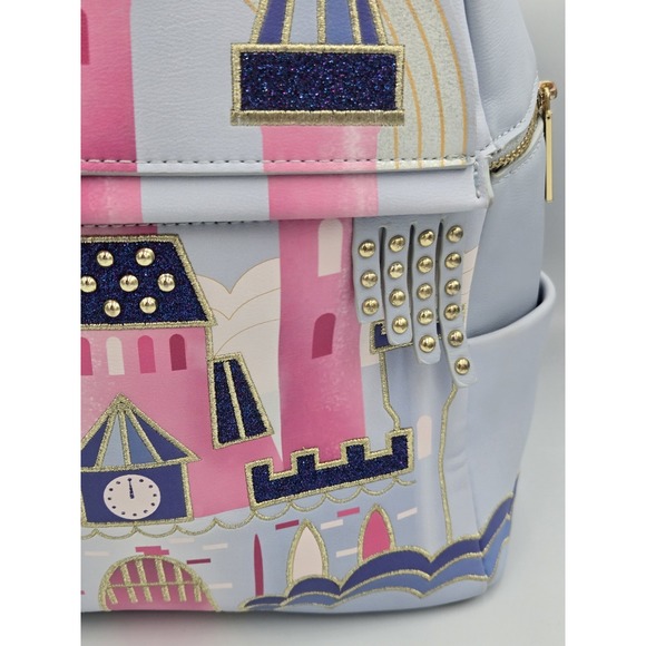 Disney Danielle Nicole Backpack Womens Princess Castle Studded Purse Bag - Picture 14 of 15